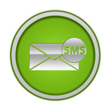 SMS dairesel simgesi beyaz zemin üzerine