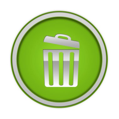 beyaz zemin üzerinde dairesel simgesini çöp kutusu