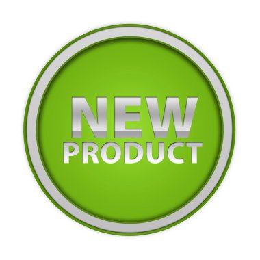 Beyaz arka plan üzerinde yeni ürün dairesel simgesi