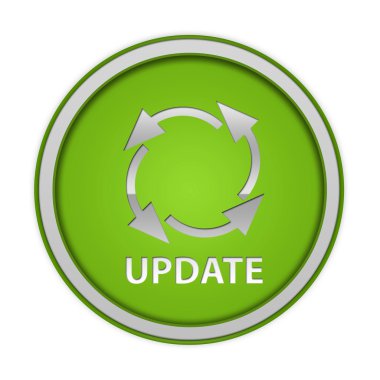 Beyaz arka plan üzerinde Update dairesel simgesi