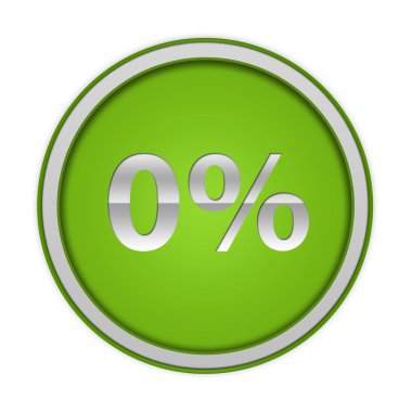 Beyaz arka plan üzerinde yüzde sıfır dairesel simgesi