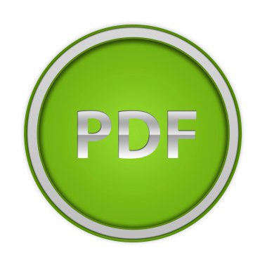 Beyaz arka planda PDF dairesel simgesi