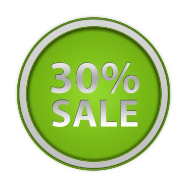 Beyaz arka plan üzerinde satış % 30'u dairesel simgesi