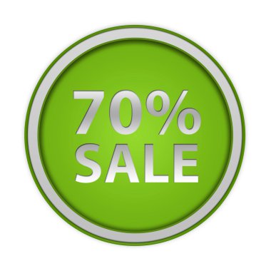 Beyaz arka plan üzerinde satış % 70'i dairesel simgesi