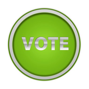 Beyaz arka plan üzerinde oy dairesel simgesi