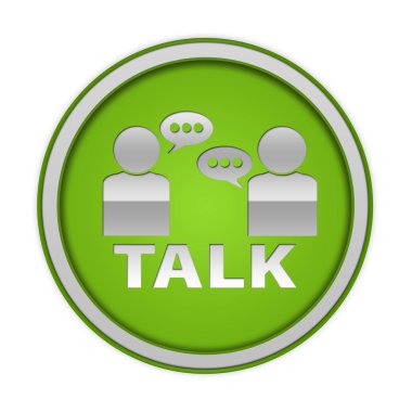 Dairesel simgesi beyaz arka plan üzerinde konuşmak