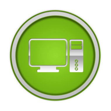 Beyaz arka plan bilgisayar dairesel simgesine