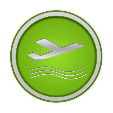 Beyaz arka plan üzerinde uçak dairesel simgesi