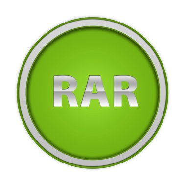 Beyaz arka plan üzerinde rar dairesel simgesi