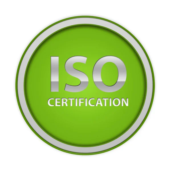 ISO certifikace kulatá ikona na bílém pozadí — Stock fotografie