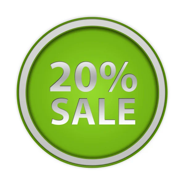 Sale twenty percent circular icon on white background — Stock Photo, Image