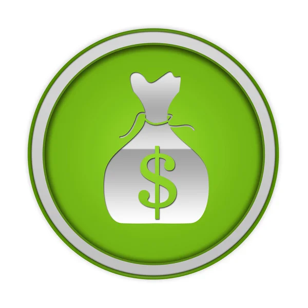 Saco de dinheiro dólar ícone circular no fundo branco — Fotografia de Stock