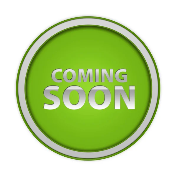 Coming soon circular icon on white background — Stock Photo, Image