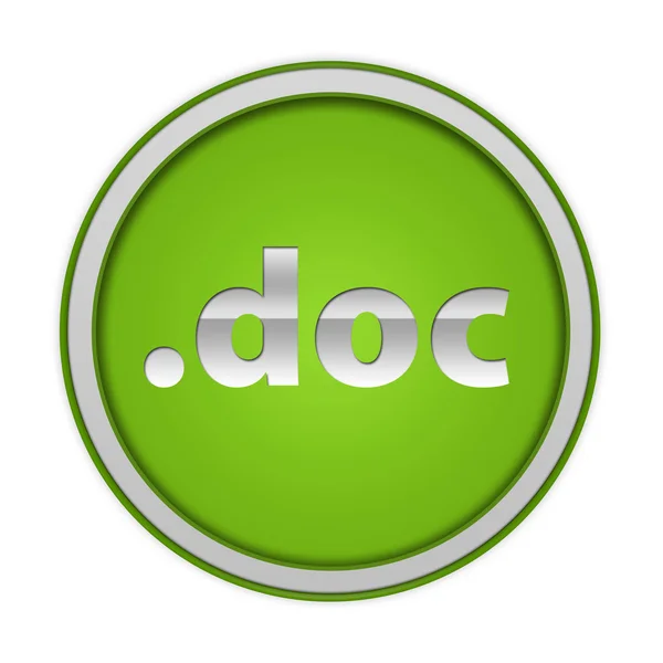.doc kreisförmiges Symbol auf weißem Hintergrund — Stockfoto