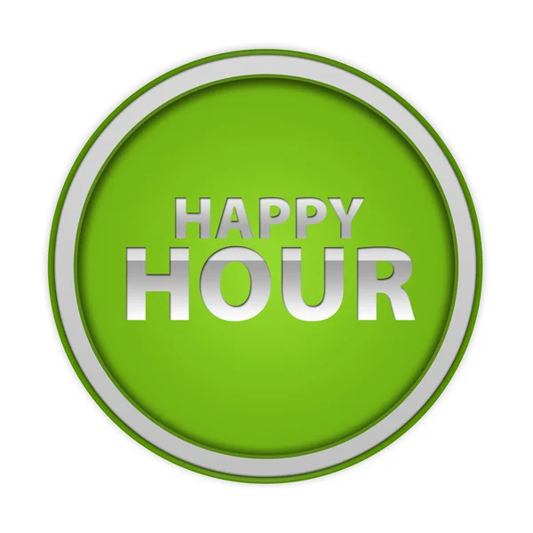 Happy Hour rundes Symbol auf weißem Hintergrund — Stockfoto