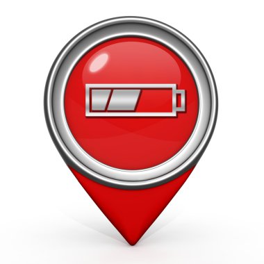 Pil işaretçi simgesi beyaz zemin üzerine