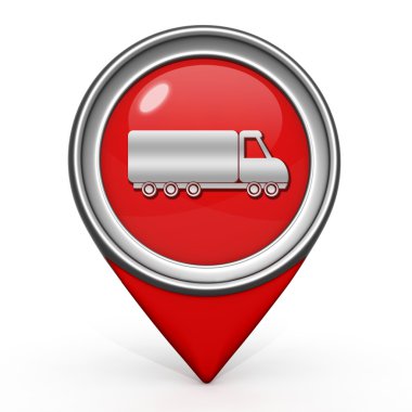 Kamyon işaretçi simgesi beyaz arka plan üzerinde