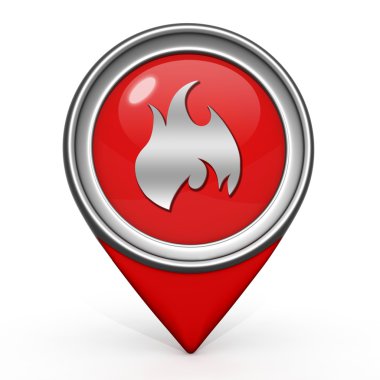 İşaretçi simgesi beyaz arka plan üzerinde ateş