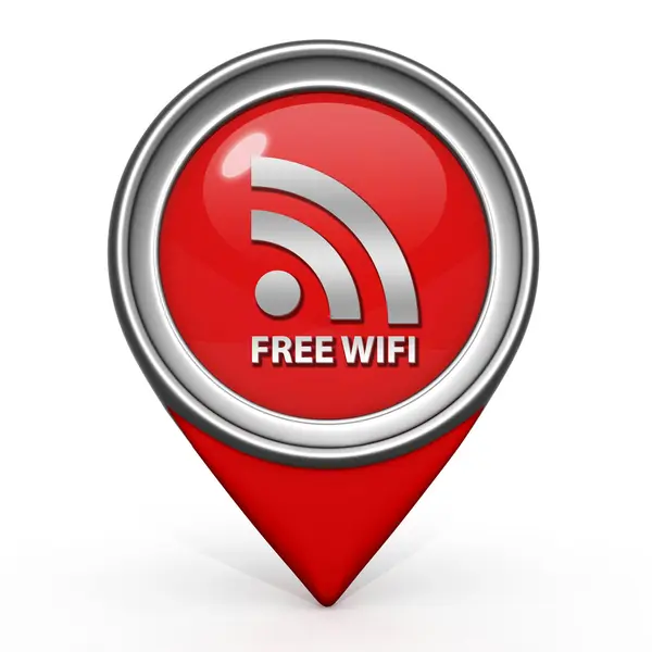 Ücretsiz Wi-Fi işaretçi simgesi beyaz zemin üzerine — Stok fotoğraf