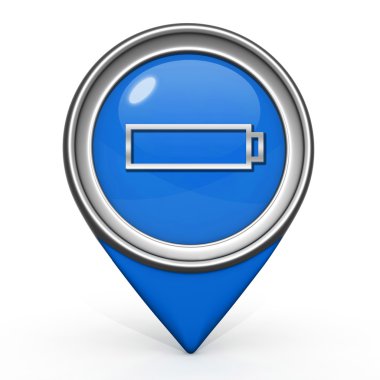 Pil işaretçi simgesi beyaz zemin üzerine