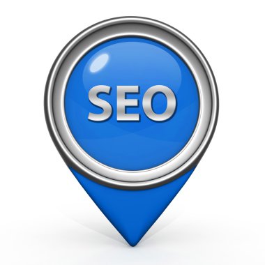SEO işaretçi simgesi beyaz zemin üzerine