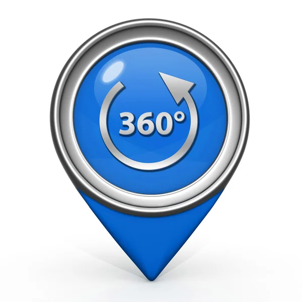 360 grader pekaren ikon på vit bakgrund — Stockfoto