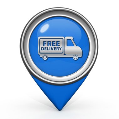 ücretsiz teslimat işaretçi simgesi beyaz zemin üzerine
