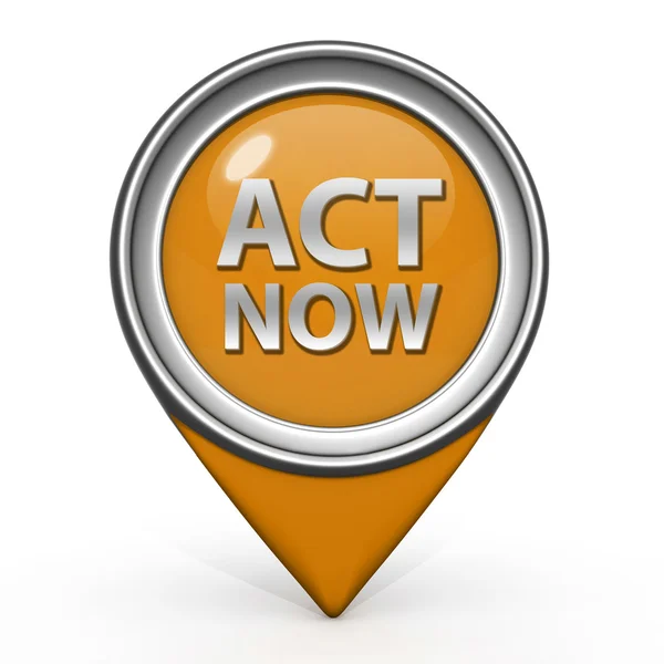 Act now pointer icon on white background — Stock Photo, Image