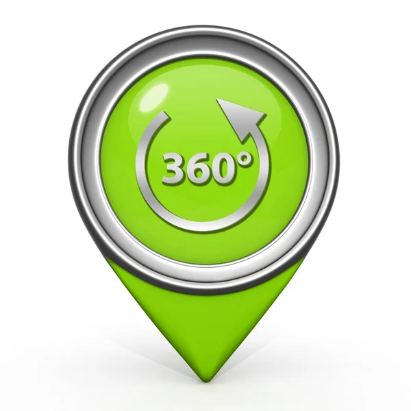 360 grader pekaren ikon på vit bakgrund — Stockfoto