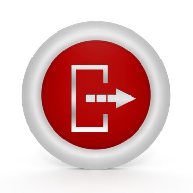 Beyaz arka plan üzerinde oturum kapatma dairesel simgesi