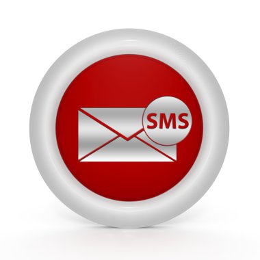 SMS dairesel simgesi beyaz zemin üzerine