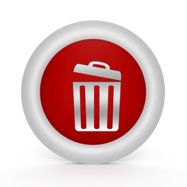 beyaz zemin üzerinde dairesel simgesini çöp kutusu