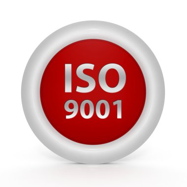 Beyaz arka plan üzerinde ISO 9001 dairesel simgesi