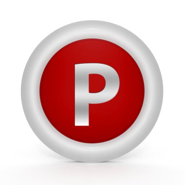 Dairesel simgesi beyaz arka plan üzerinde otopark