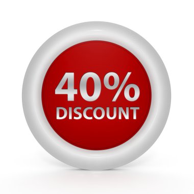 Yüzde kırk dairesel simgesi beyaz arka plan üzerinde indirim