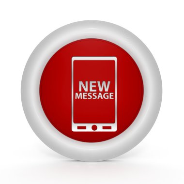 Beyaz arka plan üzerinde yeni ileti dairesel simgesi