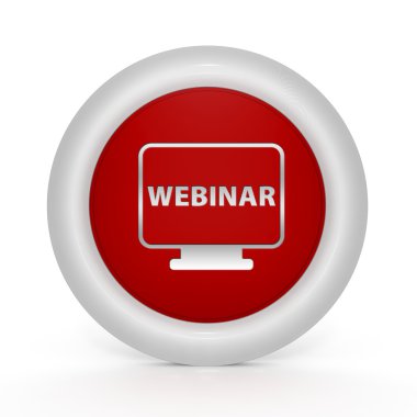 Webinar dairesel simgesi beyaz arka plan üzerinde