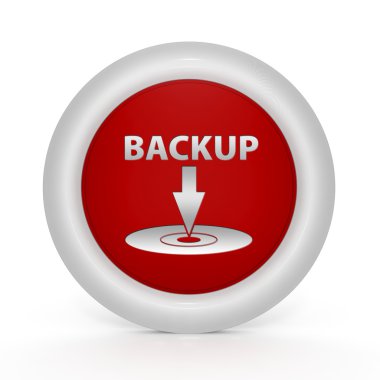 Beyaz arka plan üzerinde yedekleme dairesel simgesini