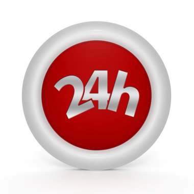 Beyaz arka plan üzerinde 24 saat dairesel simgesi