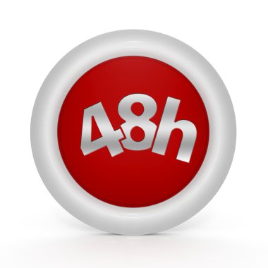 48 saat dairesel simgesi beyaz arka plan üzerinde