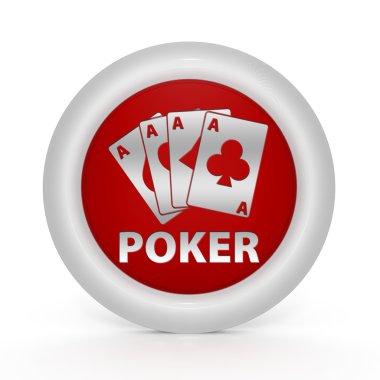 Beyaz arka plan üzerinde Poker dairesel simgesi