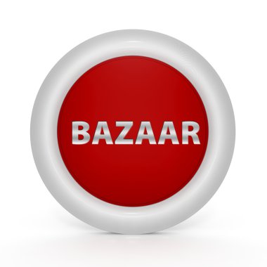 In Bazaarı dairesel simgesi beyaz arka plan üzerinde