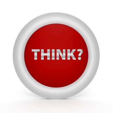 Beyaz arka plan üzerinde dairesel simgesi düşünüyorum