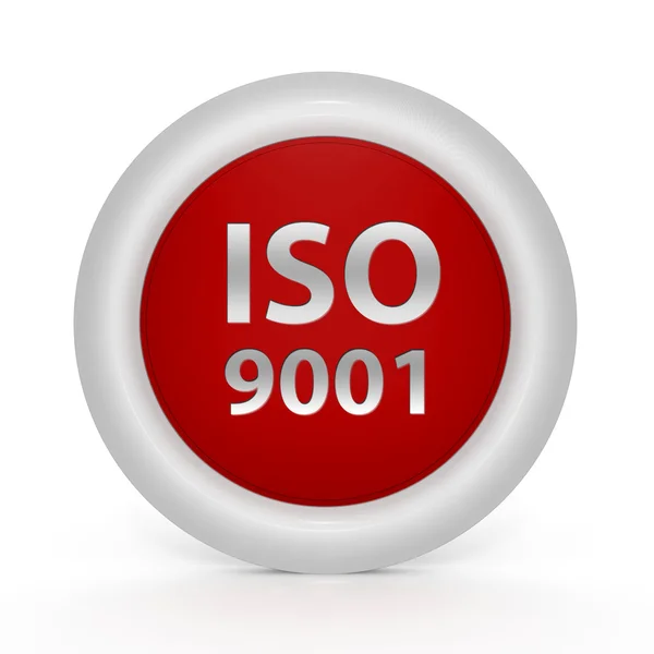 Beyaz arka plan üzerinde ISO 9001 dairesel simgesi — Stok fotoğraf