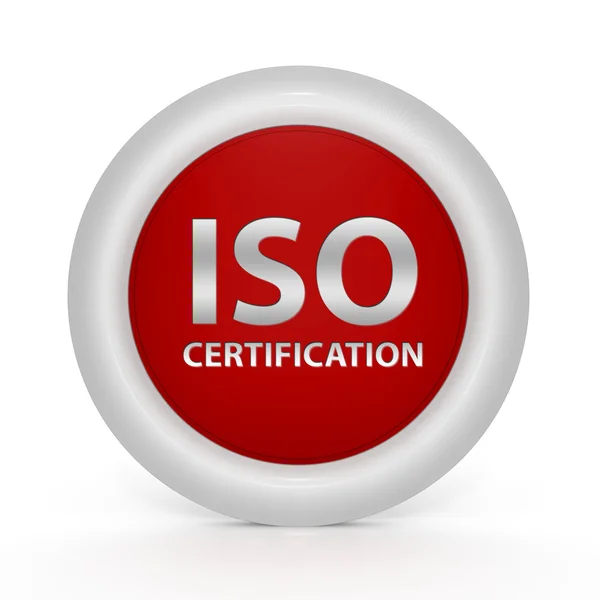 ISO sertifika dairesel simgesi beyaz arka plan üzerinde — Stok fotoğraf