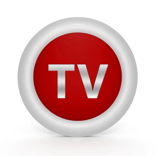 Круговая иконка телевизора на белом фоне — стоковое фото