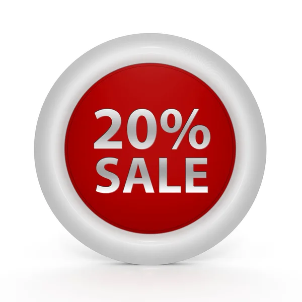 Sale twenty percent circular icon on white background — Stock Photo, Image