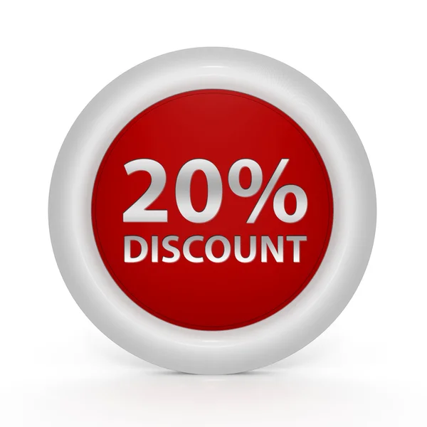 Discount twenty percent circular icon on white background — Stock Photo, Image