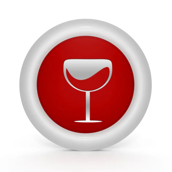 白い背景の上のワインの円形アイコン — ストック写真