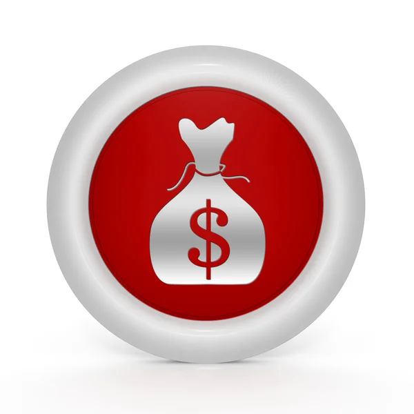 Dollarn pengar väska cirkulär ikonen på vit bakgrund — Stockfoto